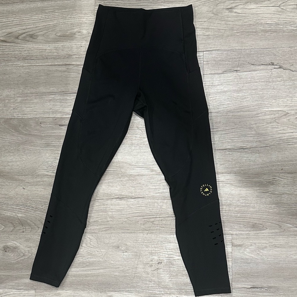 Adidas by Stella McCartney Black Laser-Cut High-Rise Leggings